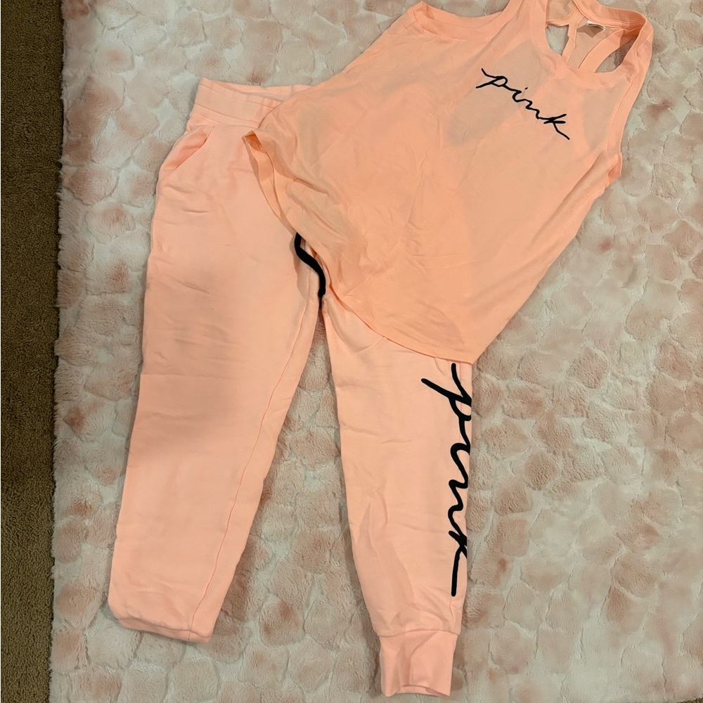 PINK Victoria's Secret Peach Tank and Joggers Set